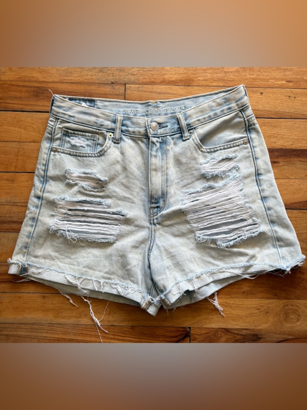American Eagle Outfitters Light Wash Distressed Denim Shorts